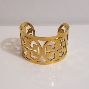 Tory Burch Gold Reva Logo Cuff Bracelet